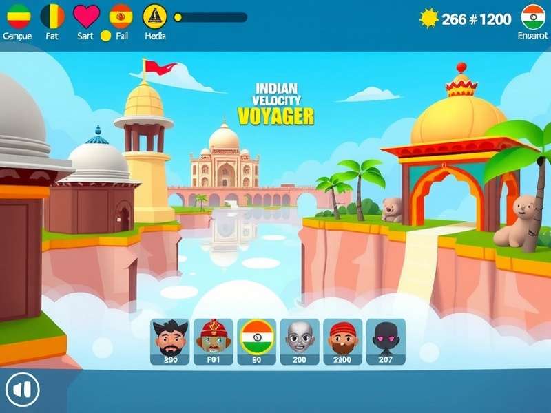 Helix Velocity Voyager gameplay screenshot showing colorful Indian-themed levels