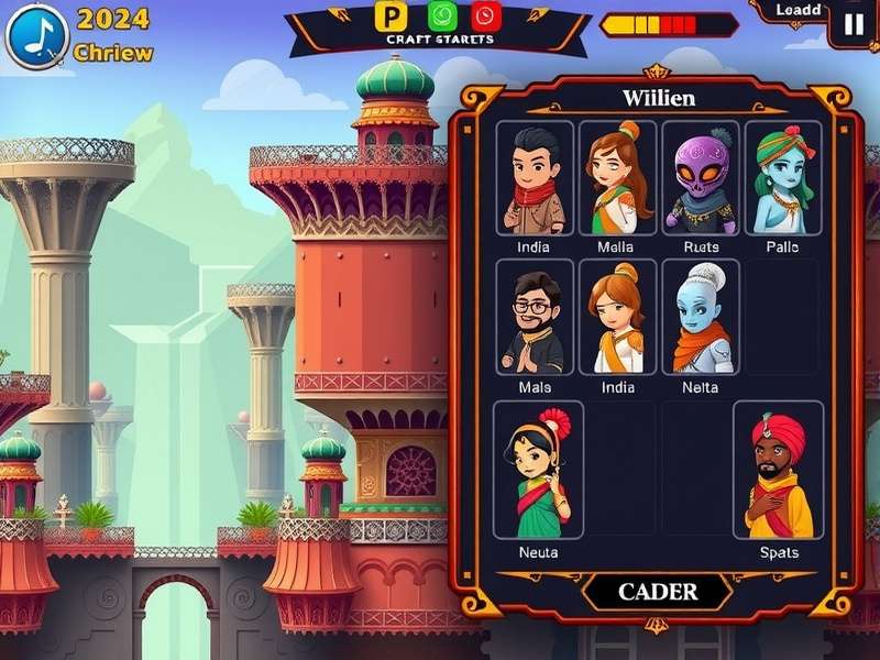 Helix Velocity Voyager character selection screen showing diverse Indian-inspired avatars